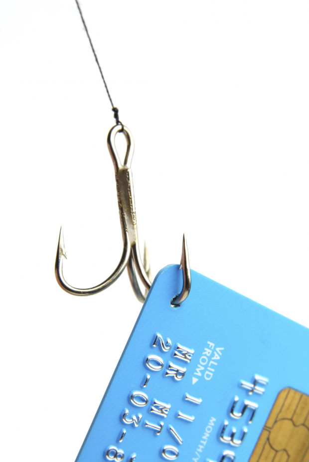 Bank card on fishing hook