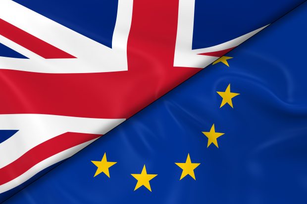 UK and EU flags folded 